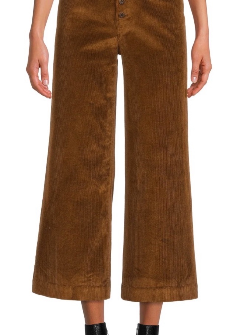 Time and Tru Cropped Wide-Leg Corduroy Pants in Brown